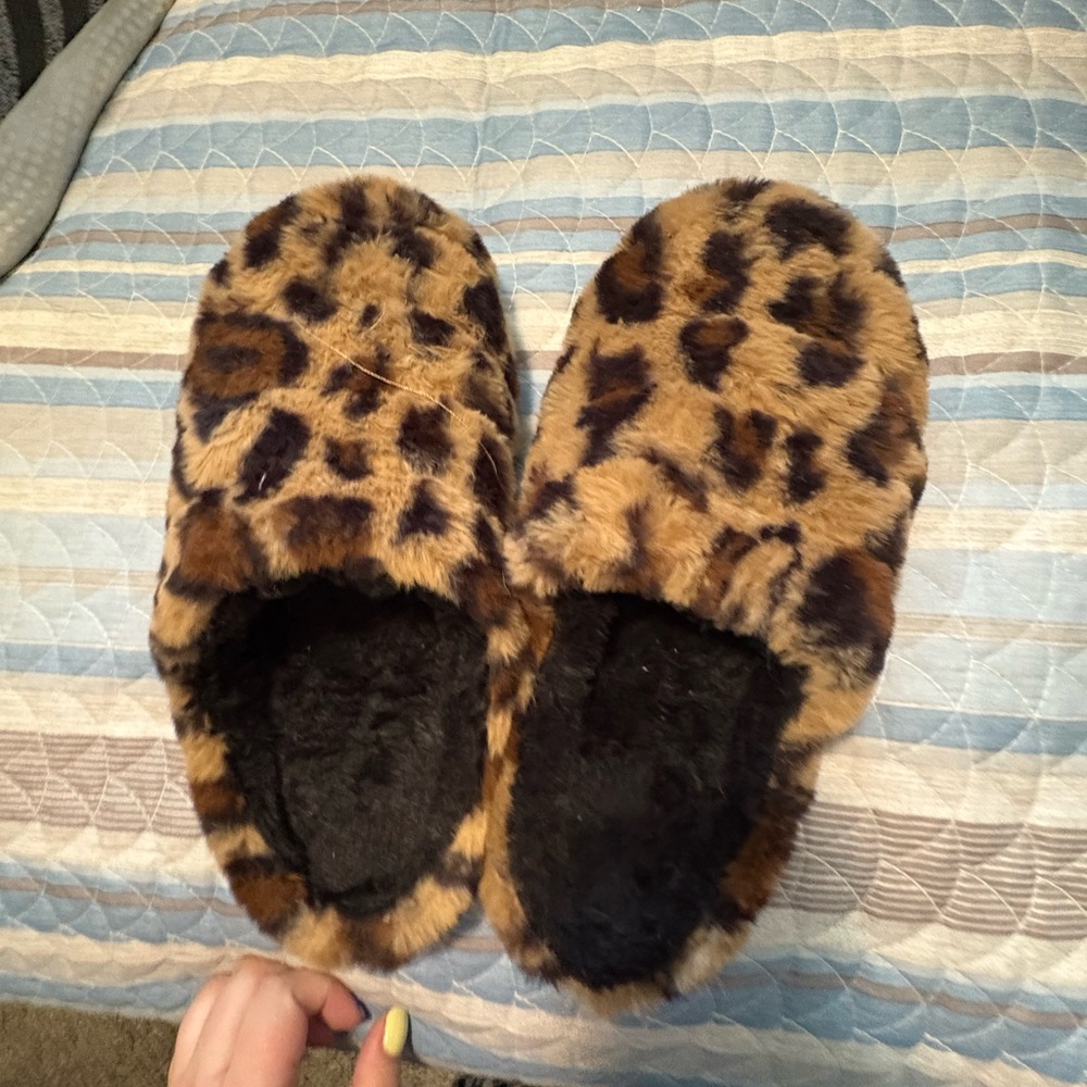 SO Brown and Black Plush Slippers